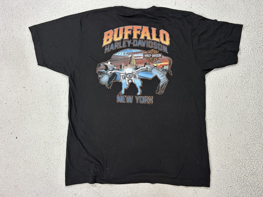 Harley-Davidson Shirt Mens XL Black Buffalo NY Biker Motorcycle Tee